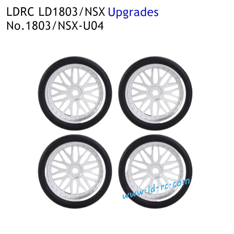 Silver Drift Tires 1803/NSX-U04 Upgrade Spare Parts for LDRC LD1803/NSX Drift RC Car