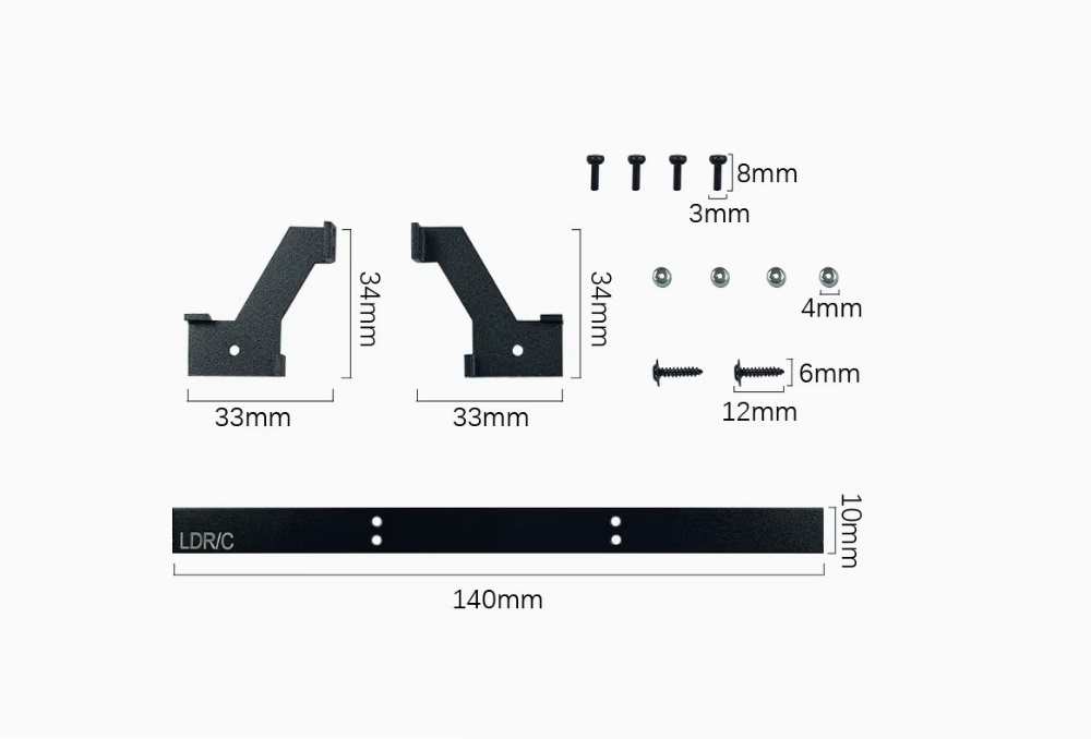 LDRC LD1201 Upgrade Parts Metal Rear Bumper Black Dimension Overview