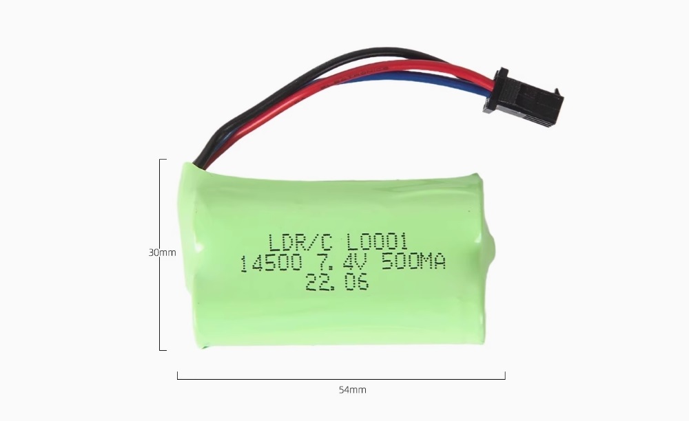 LDRC LD1297 RC Car Upgrade Parts 7.4V 500MAH Battery Dimension Overview