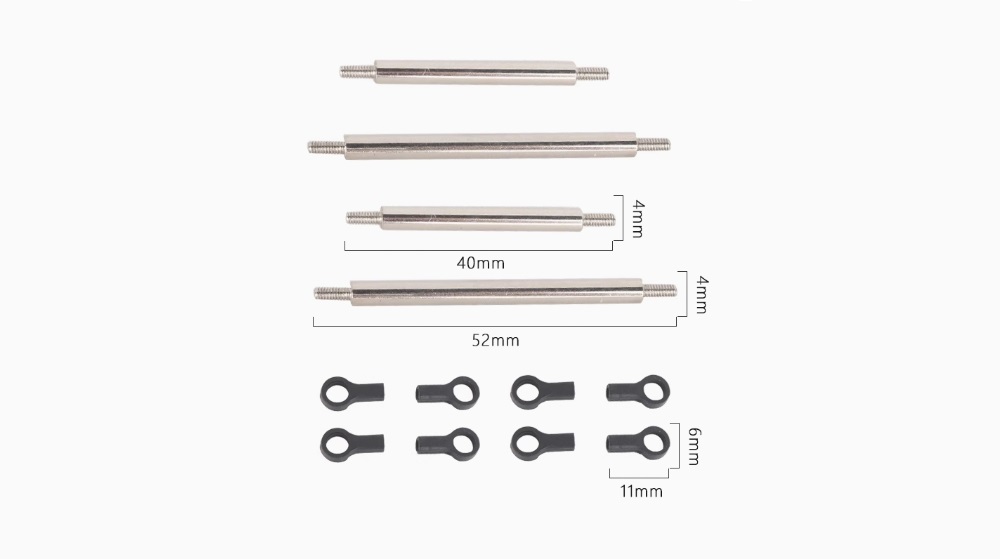 Rear Tie Rods Upgrade Parts for LDRC LD1299 High Speed Off-road Truck Dimension Overview