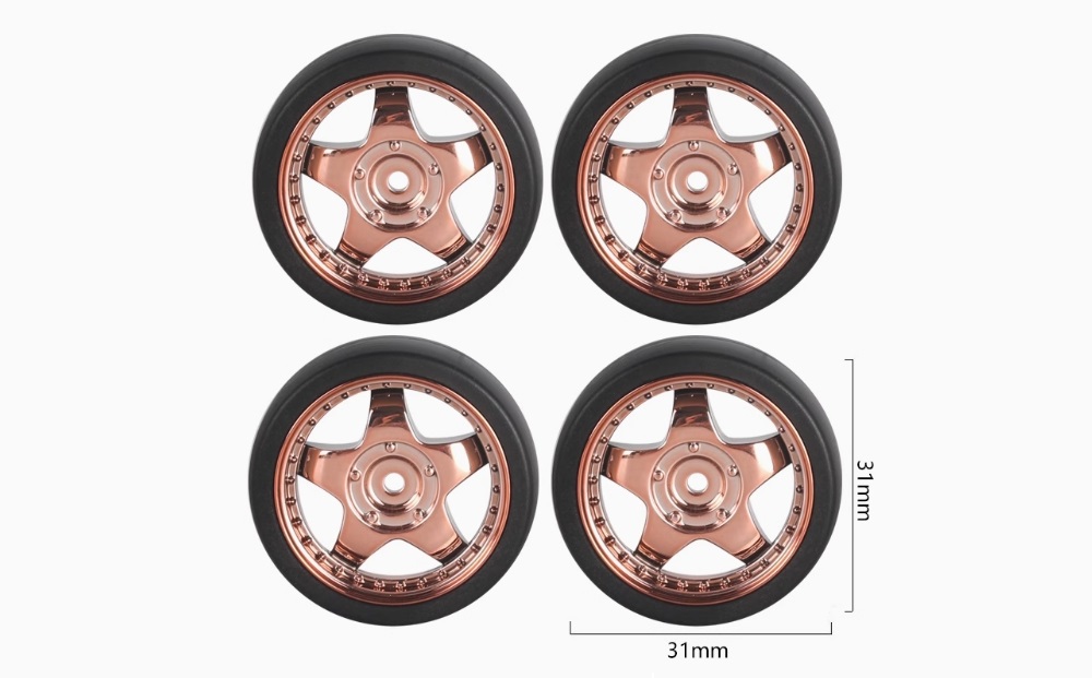 LDRC LD1899 2.4G RC Car Parts Model B Drift Tires Gold Dimension Overview